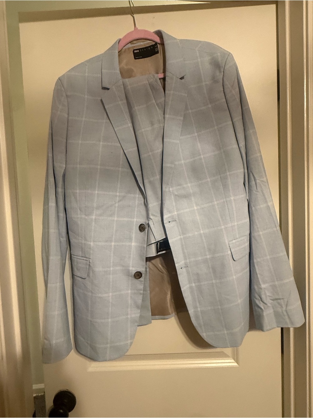ASOS Light Blue Windowpane Suit Jacket